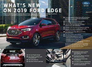 2019 Ford Edge fact sheet explaining the new features of the lineup