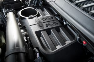 close up view of the diesel engine in a 2018 Ford F-150
