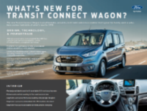 fact sheet for the 2019 Ford Transit Connect Wagon explaining all its new features and capabilities