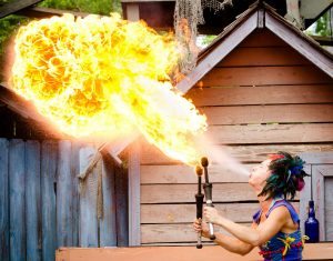 fire breather performing at the Georgia Renaissance Festival