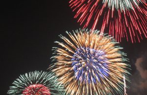 multicolored fireworks lighting up a night sky