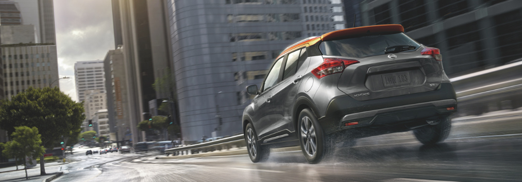 rear and side view of gray 2019 nissan kicks