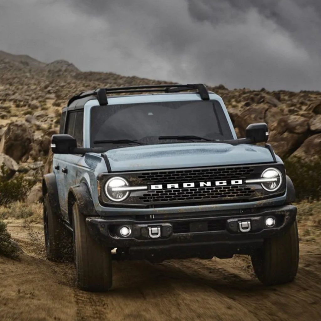 2021 Ford Bronco four-door in desert viewed from front