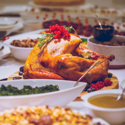 Thanksgiving turkey dinner spread in Atlanta, GA