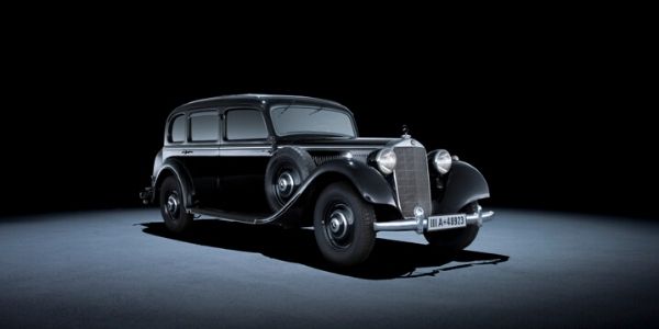Black 1939 Mercedes-Benz 320 Limousine on Black Background