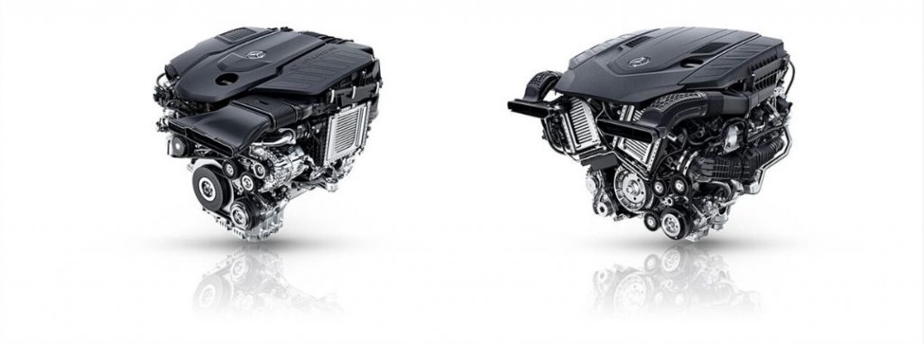 2020 Mercedes-Benz GLS 3.0-Liter Inline-6 Turbo Engine and 4.0-Liter Biturbo V-8 Engine on White Background