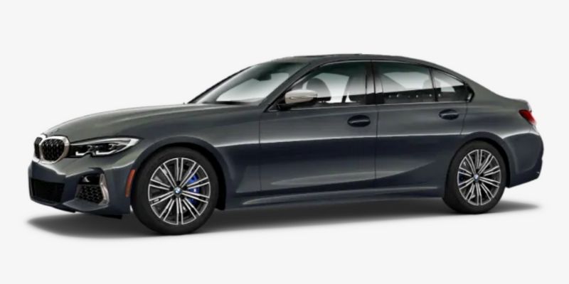 Dravit Grey Metallic 2020 BMW 3 Series on White Background