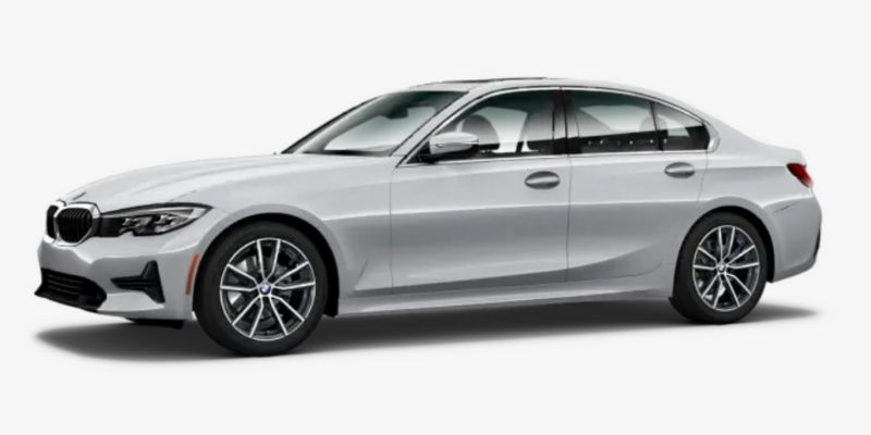 Glacier Silver Metallic 2020 BMW 3 Series on White Background