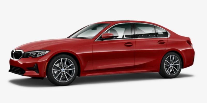 Melbourne Red Metallic 2020 BMW 3 Series on White Background
