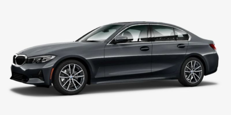 Mineral Grey Metallic 2020 BMW 3 Series on White Background