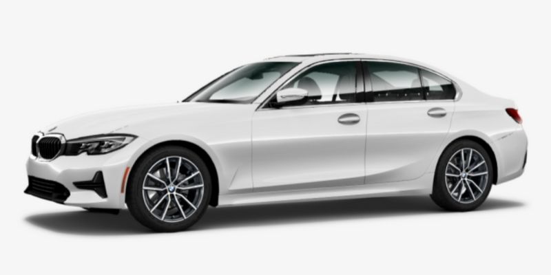 Mineral White Metallic 2020 BMW 3 Series on White Background