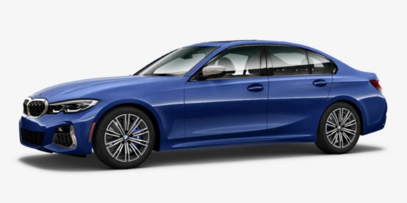 Portimao Blue Metallic 2020 BMW 3 Series on White Background