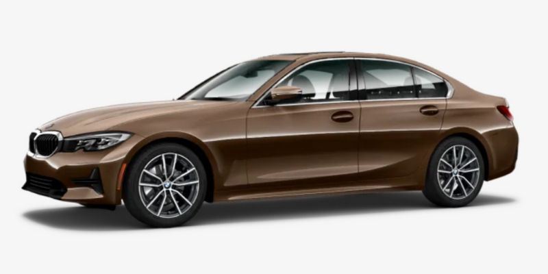 Vermont Bronze Metallic 2020 BMW 3 Series on White Background