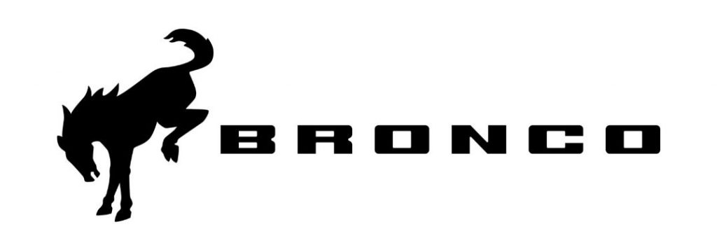 Black 2021 Ford Bronco Horse and Name Logo on White Background