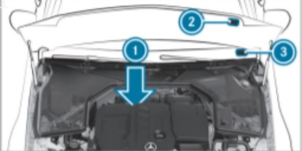 Diagram of Additional VIN Number Locations Under Hood of Mercedes-Benz C-Class