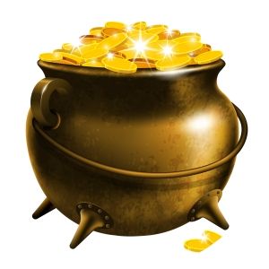 Leprechaun's Pot of Gold on a White Background
