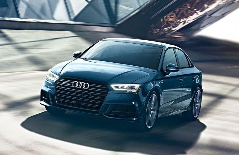 Exterior view of a blue 2020 Audi A3
