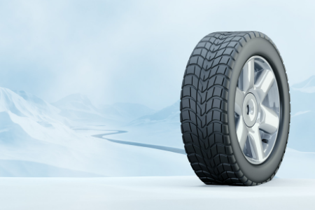 single tire in snowy landscape
