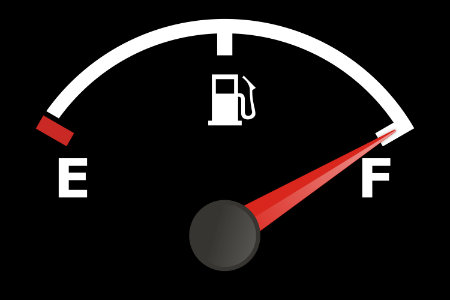 Fuel meter reading at full