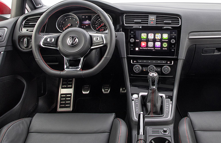 Steering Wheel, Touchscreen and Front Seats of 2018 Volkswagen Golf GTI