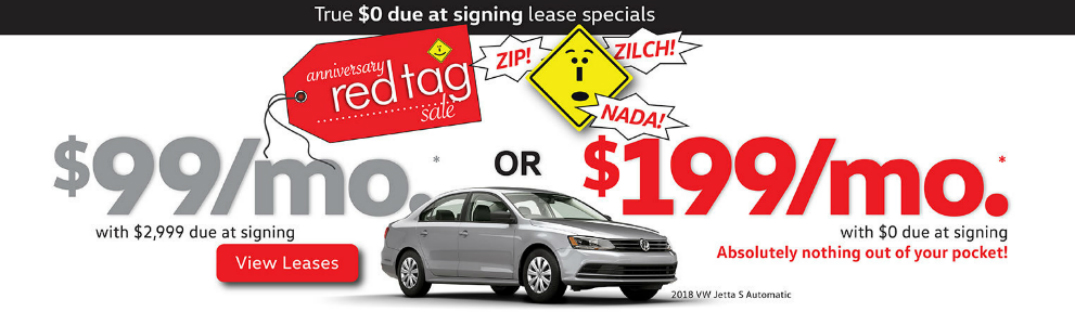 Promotion Details for Lease Specials and a Grey 2018 VW Jetta