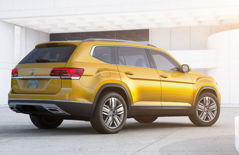 Rear View of Yellow 2018 VW Atlas