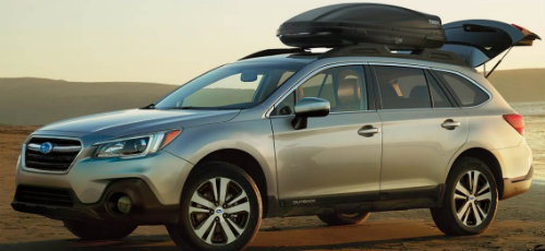 Profile shot of 2018 Subaru Outback with cargo area on top