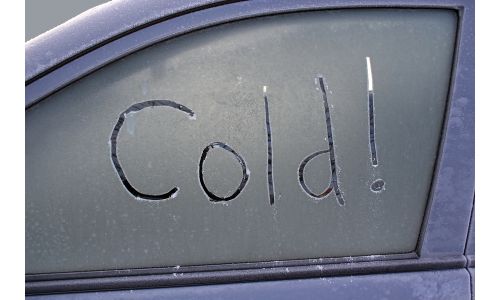 Cold written on frosty glass