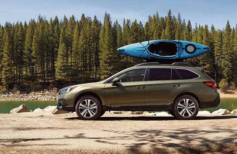 2019 Subaru Outback with kayak on roof