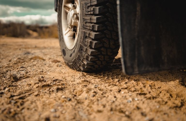 Vehicle Tire on a sandy terrain