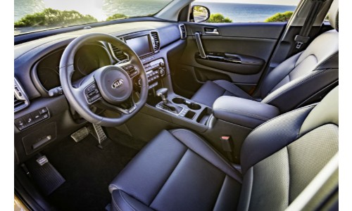 2018 Kia Sportage Interior sideways shot on drivers side with nice seating and steering wheel
