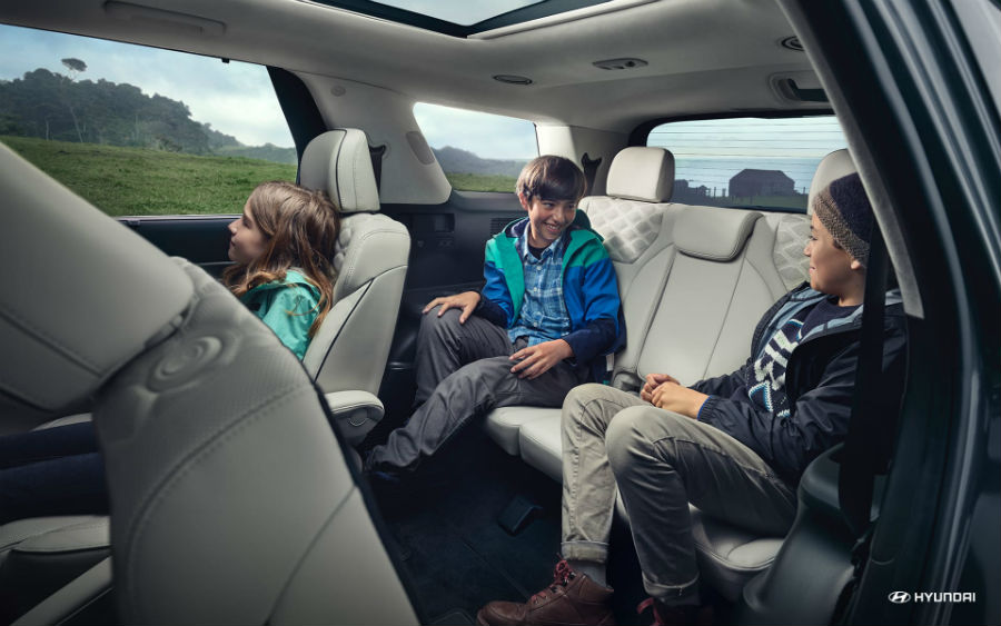 2020 Hyundai Palisade Interior Cabin Rear Seating with Family