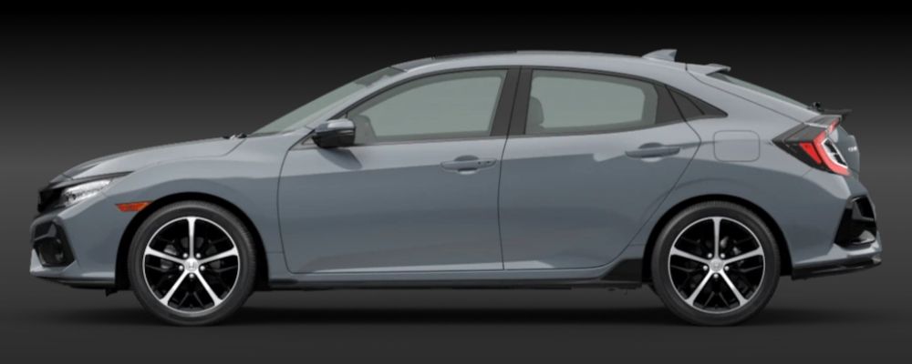 Sonic Gray Pearl 2020 Honda Civic Hatchback on Black Background
