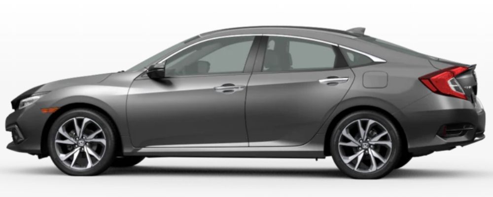 Modern Steel Metallic 2020 Honda Civic Sedan on White Background