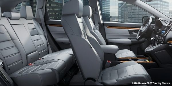Cutaway View of 2020 Honda CR-V Interior with White 2020 Honda CR-V Touring Shown Text in Lower Right