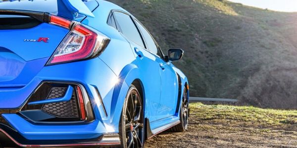 Close Up of 2020 Honda Civic Type R Rear Taillights and Exterior Badge