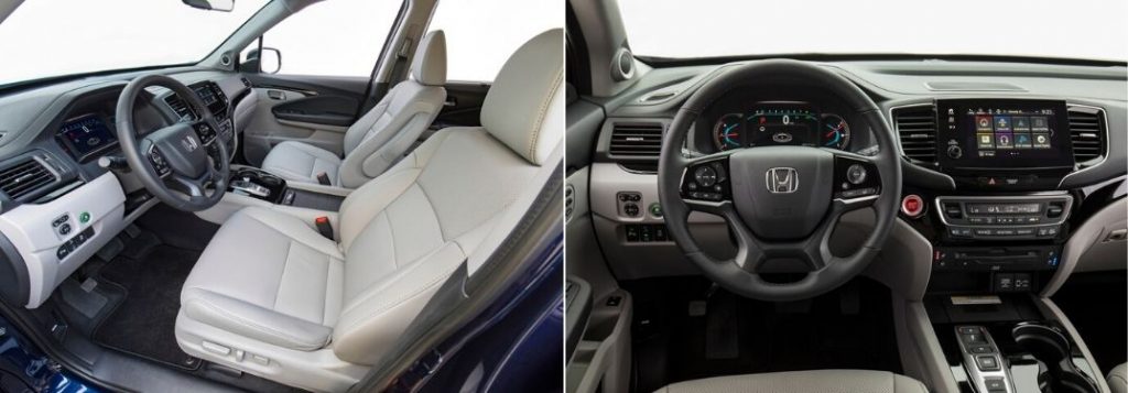 2021 Honda Pilot Front Seat Interior and 2020 Honda Pilot Steering Wheel and Center Console