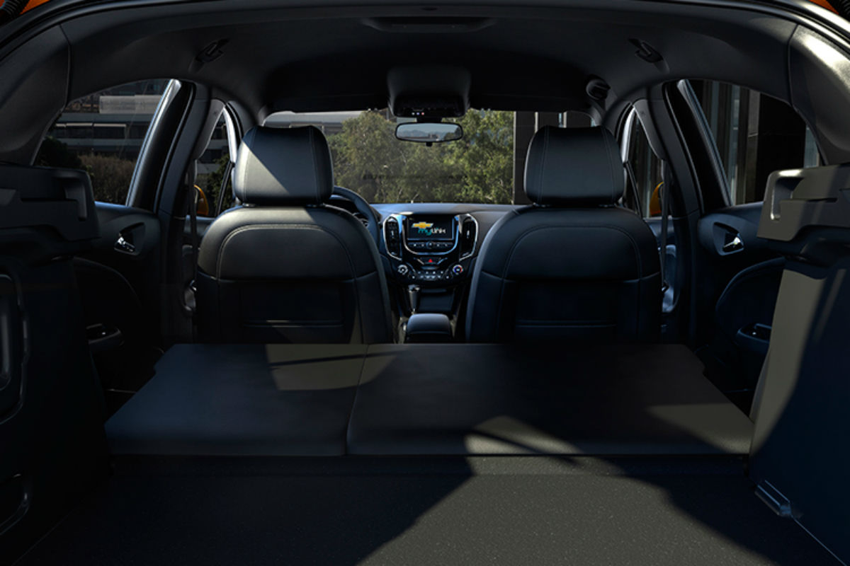 Rear seat folded flat for storage in the 2018 Chevy Cruze