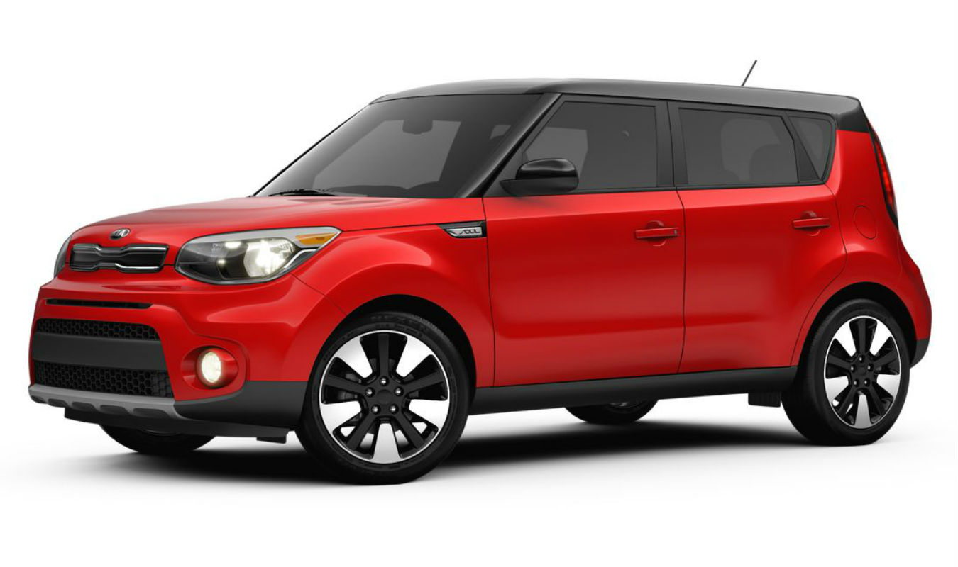 Side view of the 2018 Kia Soul in Inferno Red/ Black