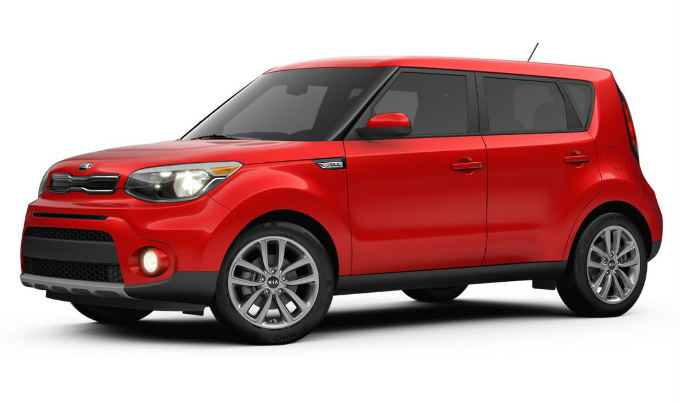 Side view of the 2018 Kia Soul in Inferno Red