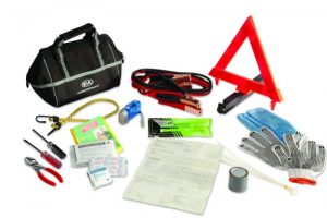 supplies for an emergency roadside kit