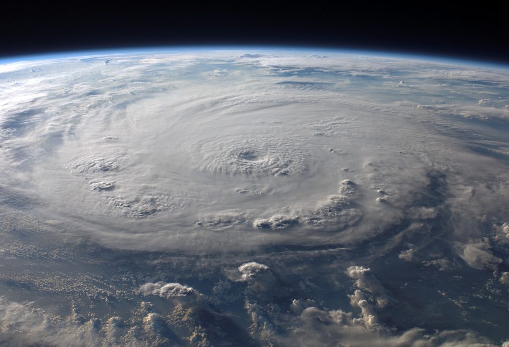 view of a hurricane from space