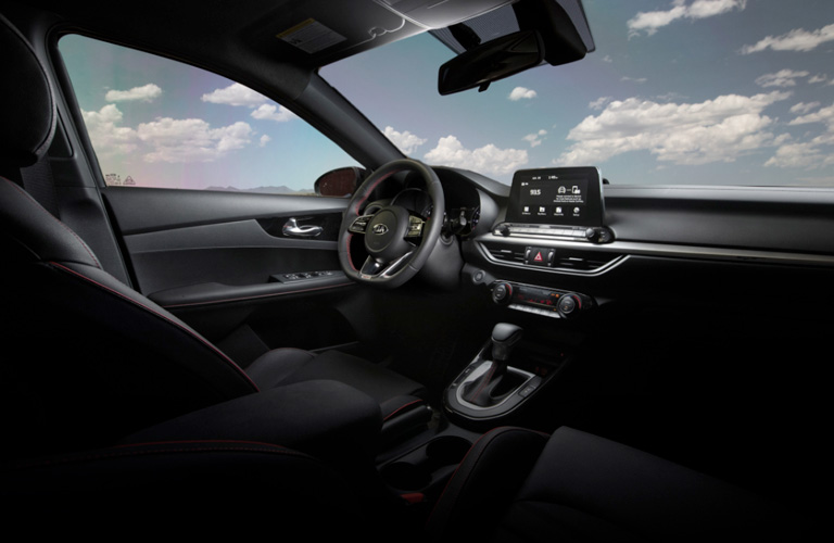 The front interior view of a 2020 Kia Forte.