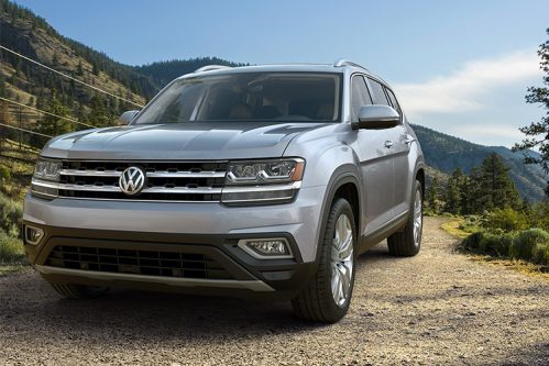 2019 VW Atlas parked on gravel near mountains