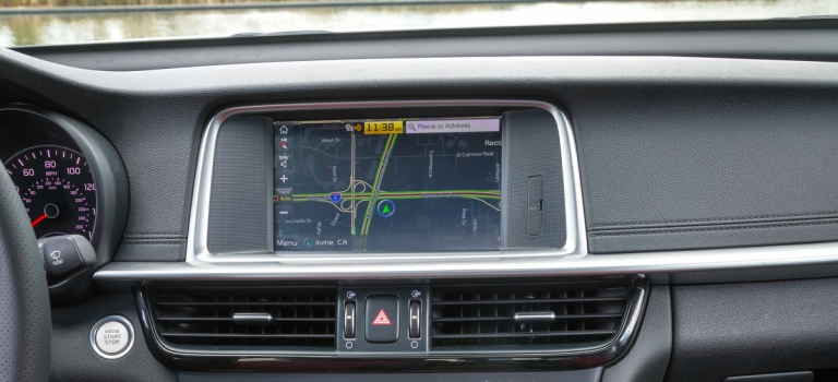 2019 Kia Optima SX infotainment system with navigation black background