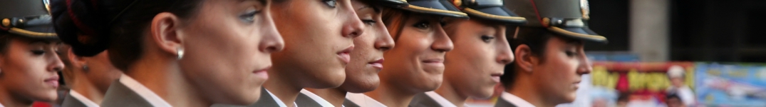 Faces of military cadets in line