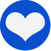 Blue dot with heart icon