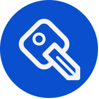 Blue dot with key icon