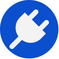 Blue dot with plug icon