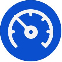 Blue dot with speedometer icon